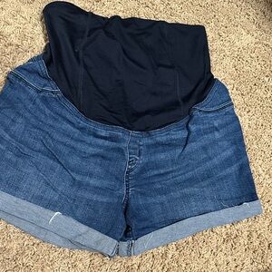Isabel Maternity by Ingrid & Isabel High Waist Blue Denim Shorts